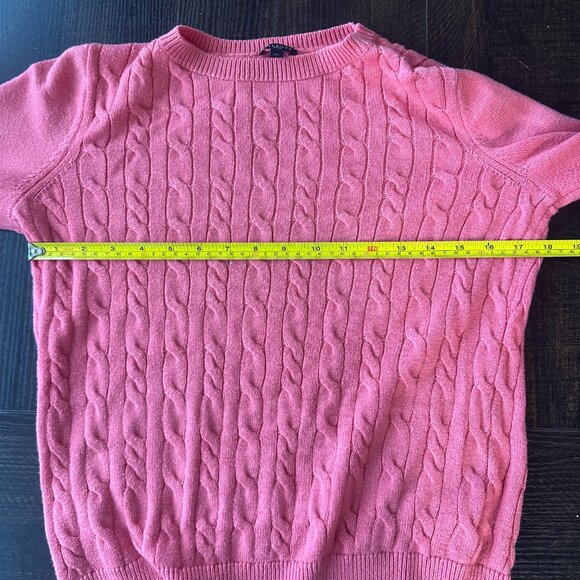 Talbots Pink Cable Knit Button Sleeve Pullover Sweater Women Large Petite - Picture 4 of 5